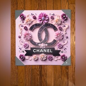 16”x16” NWT Pink, Purple and Cream Floral Wall Art